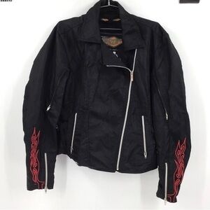 Power Trip Black Nylon Orange County Choppers Motorcycle Jacket WOMENS Large